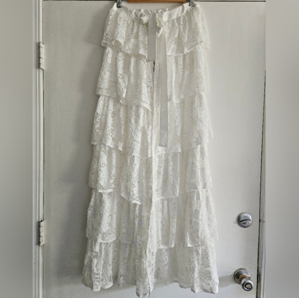 New Beach Riot Women's Ruffle Lace Maxi Skirt